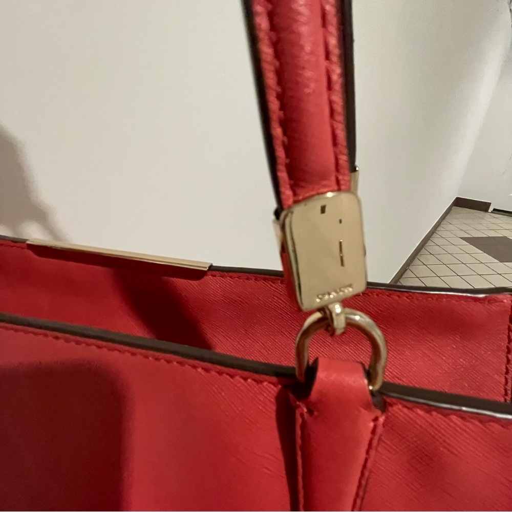 Coach Madison East West Saffiano Leather Tote, Pink with Gold Hardware - Picture 16 of 17